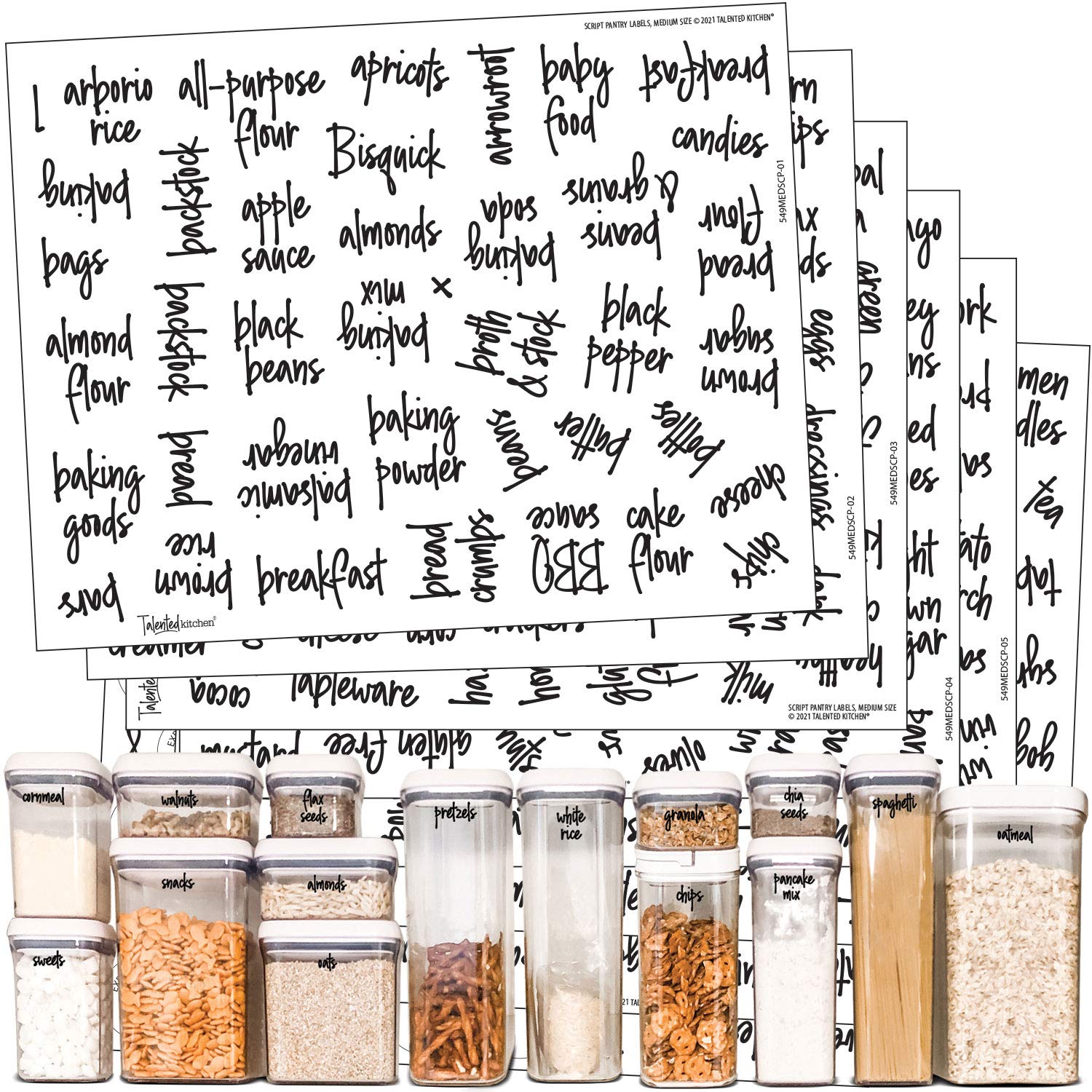 Buy Talented Kitchen 375 Pantry Labels for Containers, Preprinted Clear