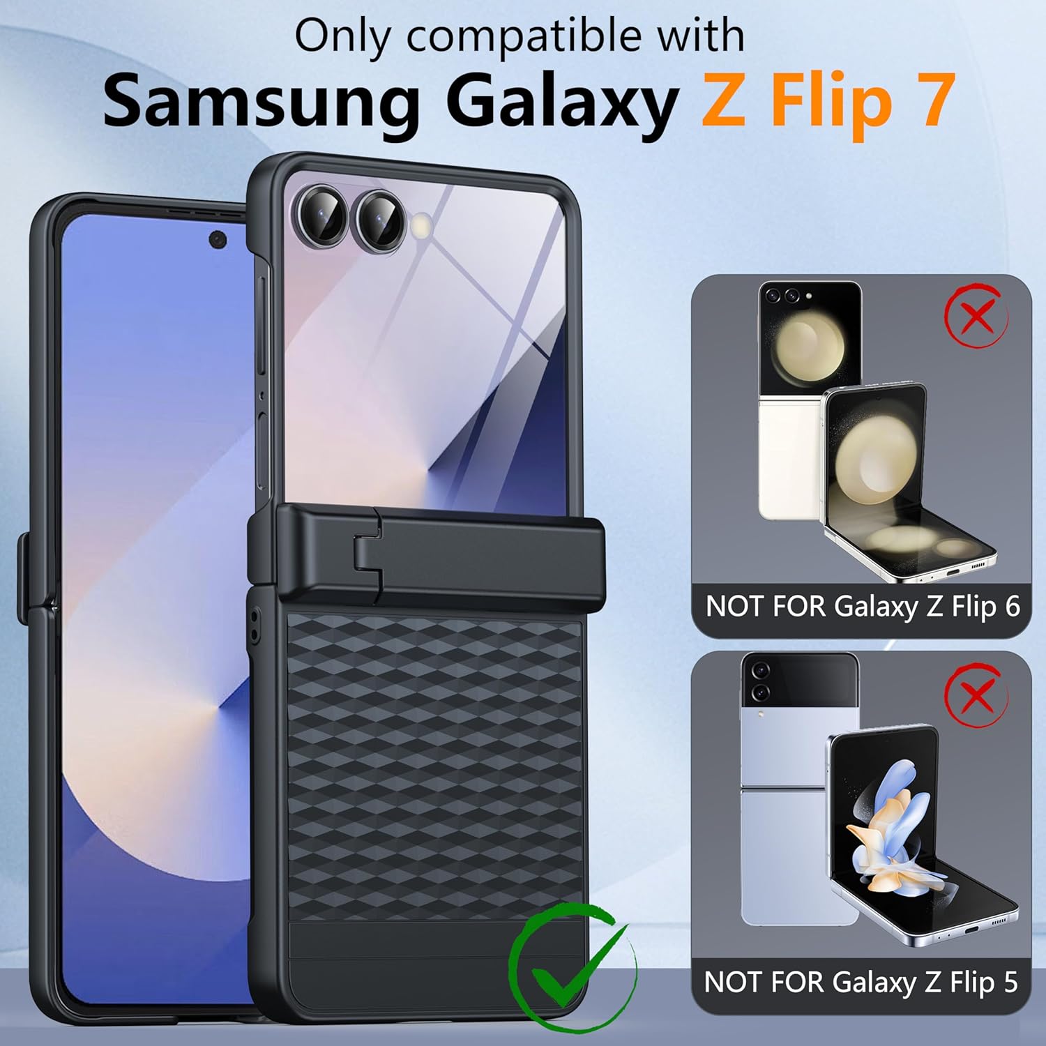 Magnetic for Samsung Galaxy Z Flip 7 Case [Hinge Protection＆Kickstand][Compatible with MagSafe][Built-in Screen Protector] Full-Body Military Protection Phone Case for Samsung Z Flip 7 Black