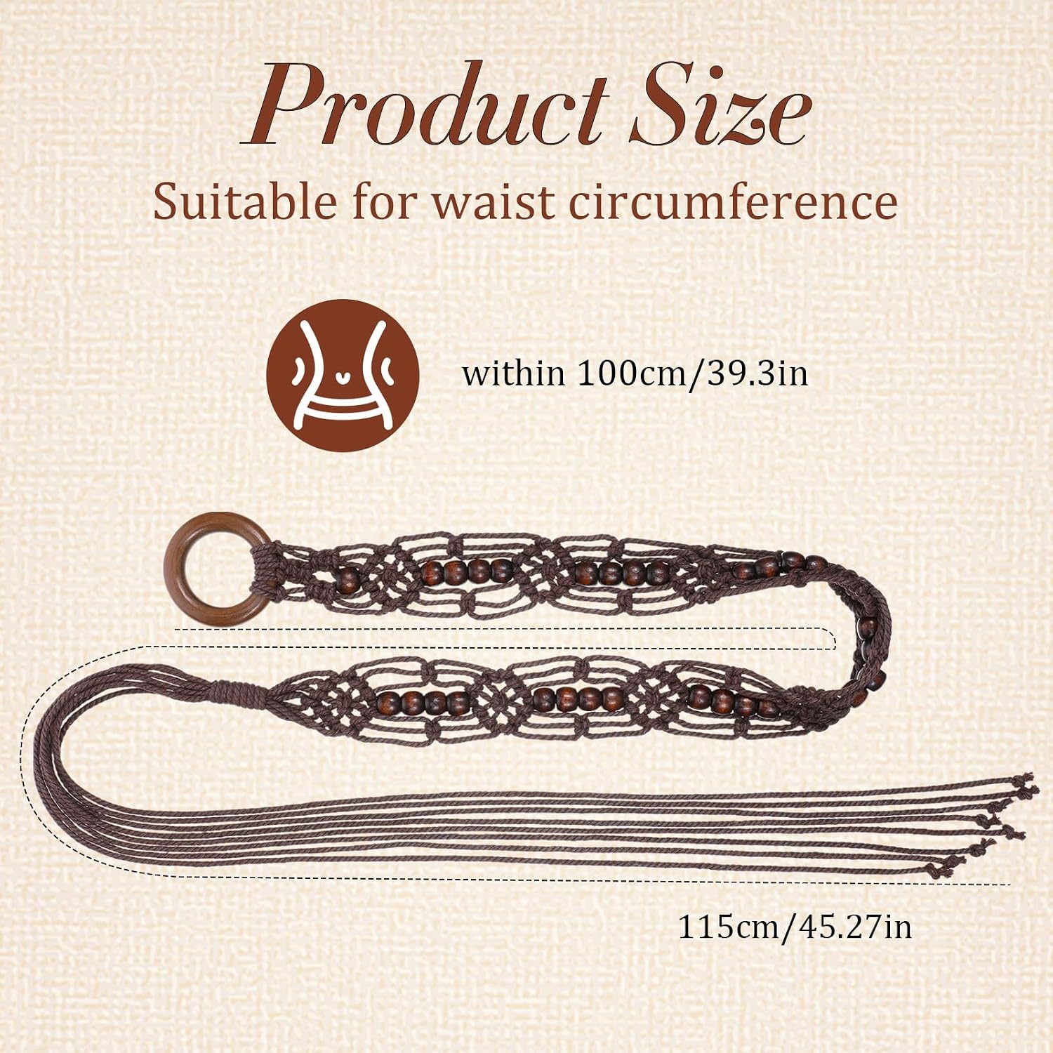 Women's Rope Braid Waist Belt, Bohemian Woven Belt for Women image 2