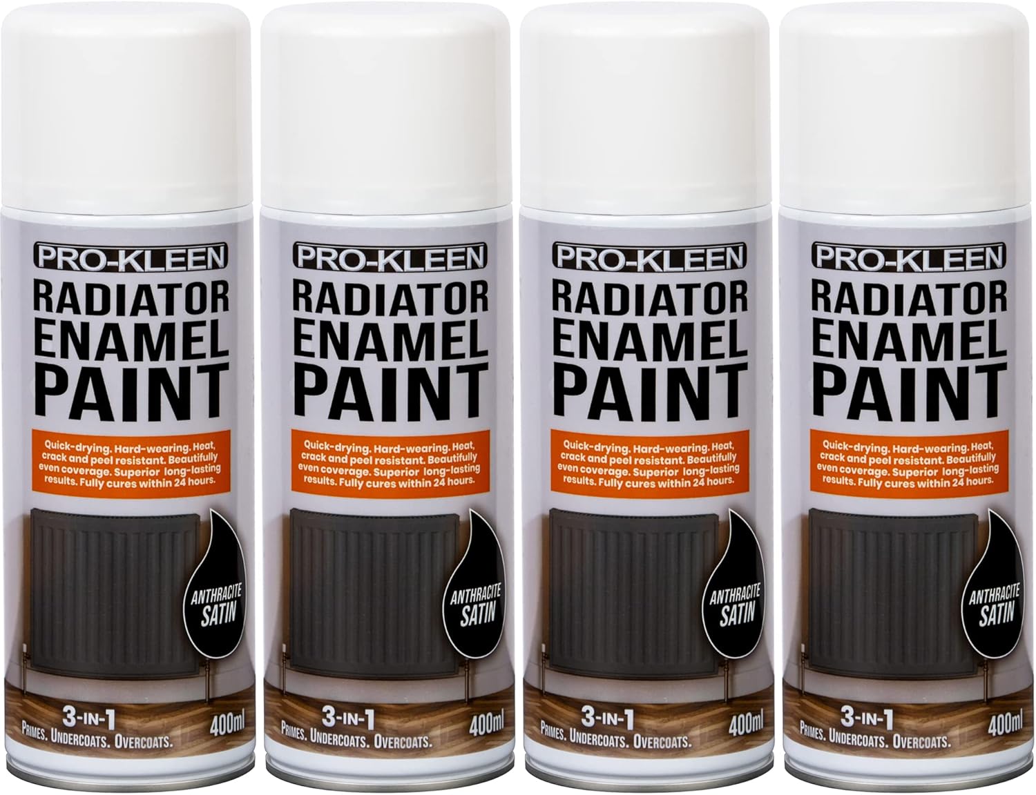 ProKleen Radiator Enamel Spray Paint Anthracite Satin 4 x 400ml Heat