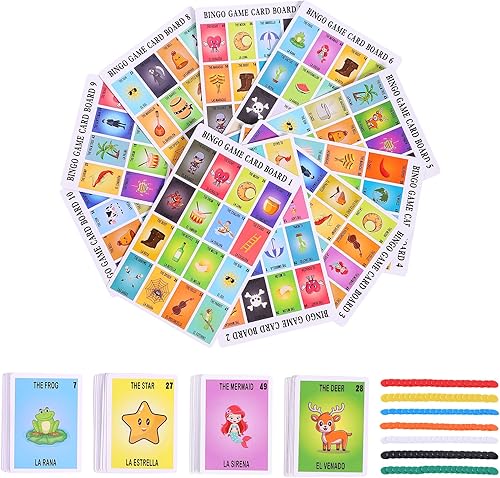 Miniatura 4 de Kit de juego de bingo mexicano,Juego bilingüe para 10 jugadores,Baraja española de cartas de Puerto Rico,Juegos de mesa en español para