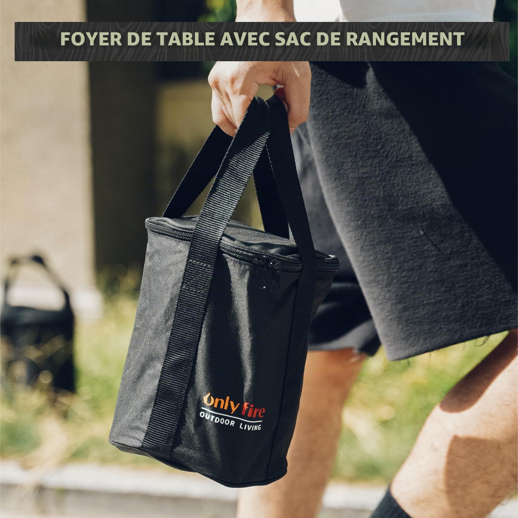 Onlyfire Mini Brasero sans Fumée Foyer Portable de Table Brasero par des Granulés ou du Bois, Foyer de Table avec Sac de Transport, Acier Inoxydable, 15x24cm, Argent