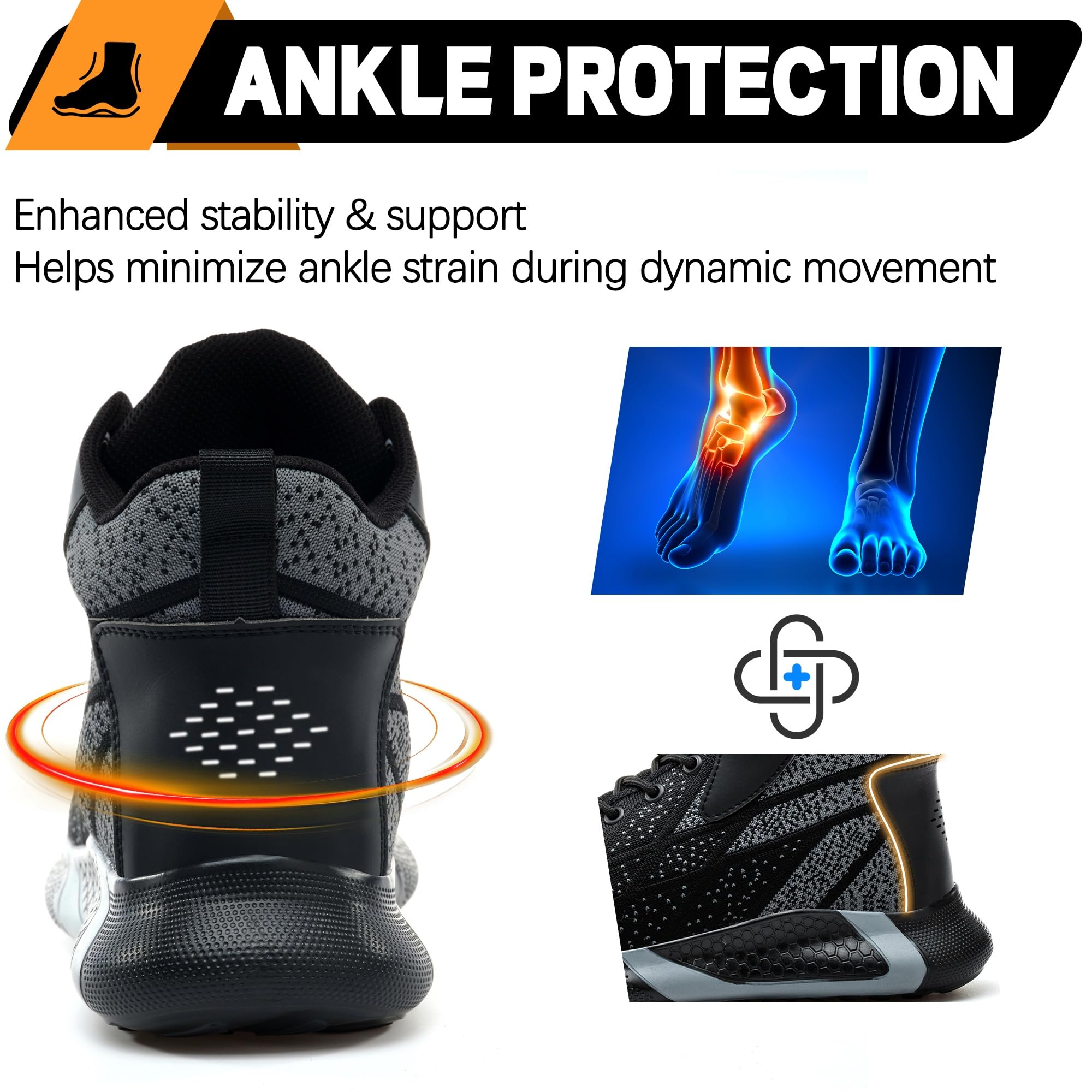Botas de Seguridad para Hombre Mujer Ligeras Botas de Trabajo con Punta de Acero Comodas Zapatos de Seguridad Caña Alta 35-48 EU