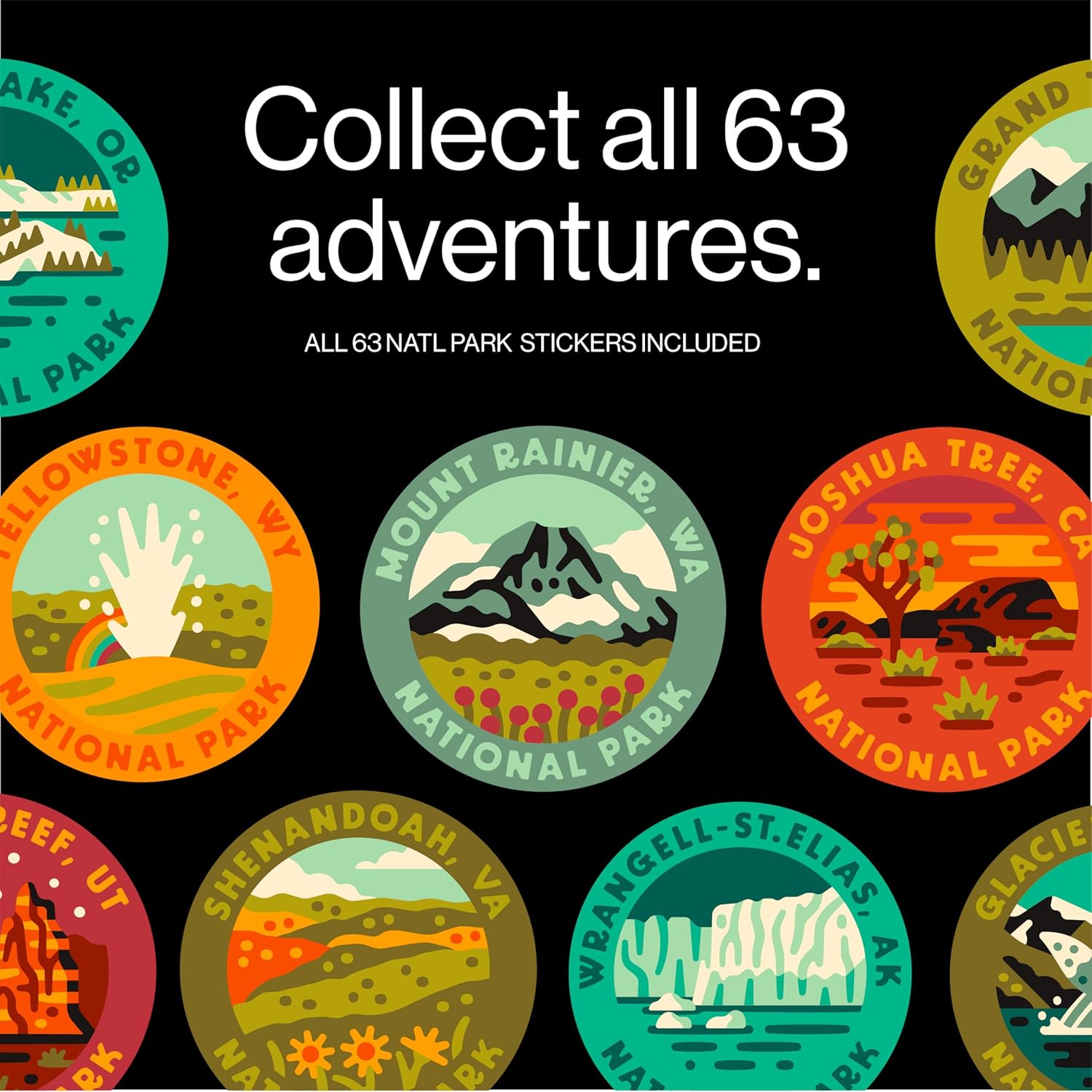 THE GEOPROJECT National Parks Plastic Water Bottle with Waterproof Stickers Kit, Light Weight and Wide Mouth Lid 32oz - Image 5