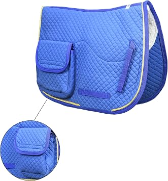 SIE Half Fleece Lined Horse English Saddle Pads All Purpose with Pockets