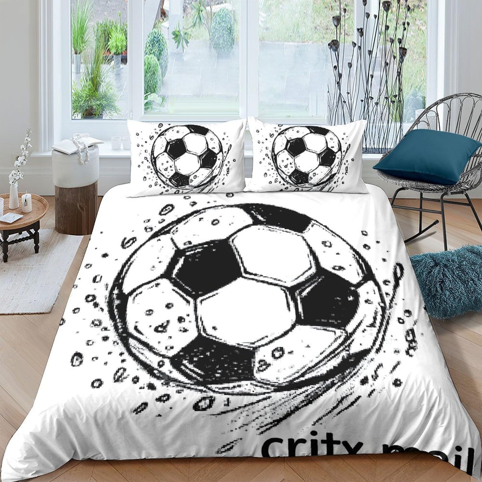 Ctjqhvkz Style-1 3D Printed Soccer Ball Fitted Sheet Microfiber Soft Breathable Football Bed Cover For Bedroom Guest Room Decor Single（135X200cm）