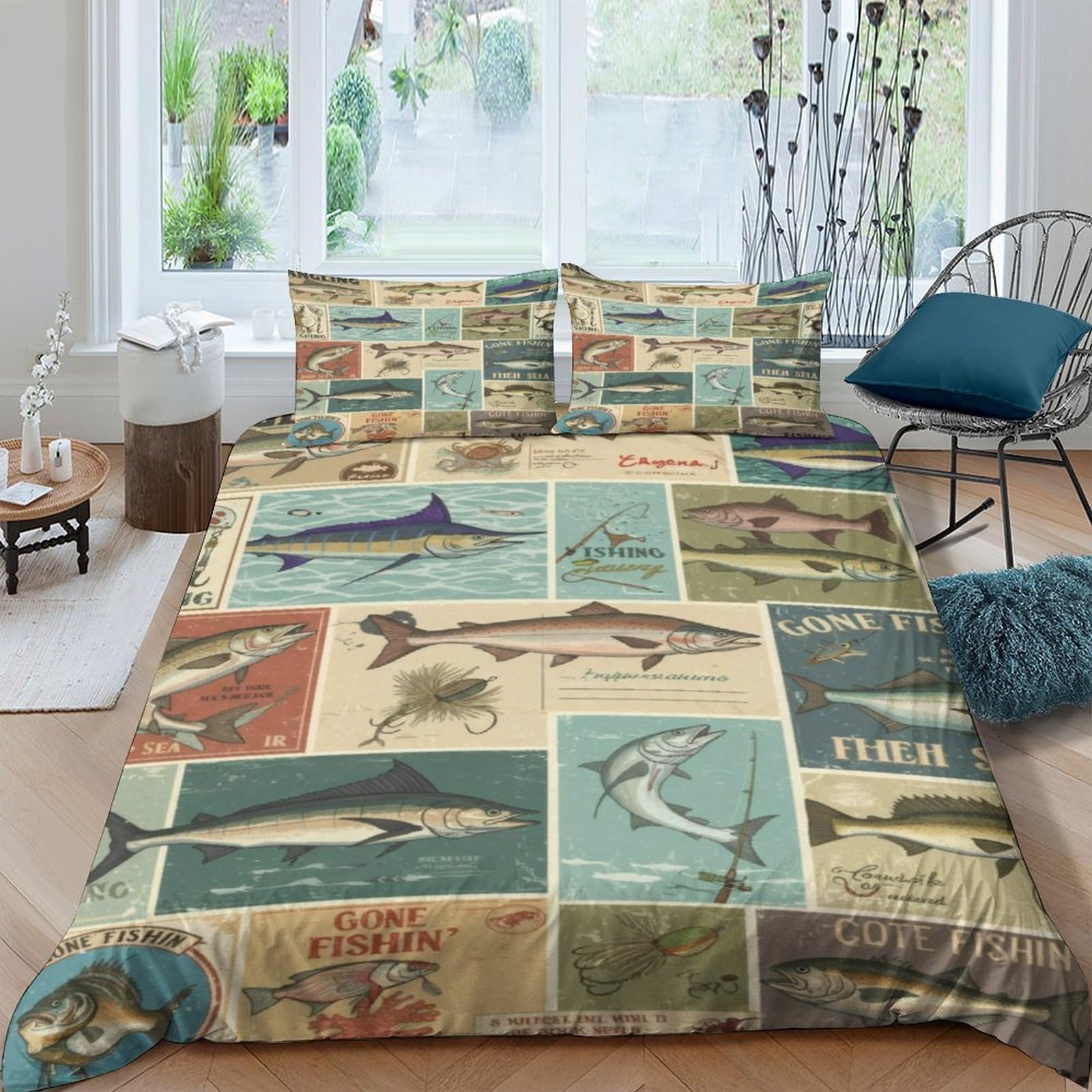 Ctjqhvkz Style-6 3D Printed Vintage Ocean Shark Fitted Sheet Microfiber Soft Breathable Retro Fish Mattress Cover For Bedroom Guest Room Decor Single（135X200cm）