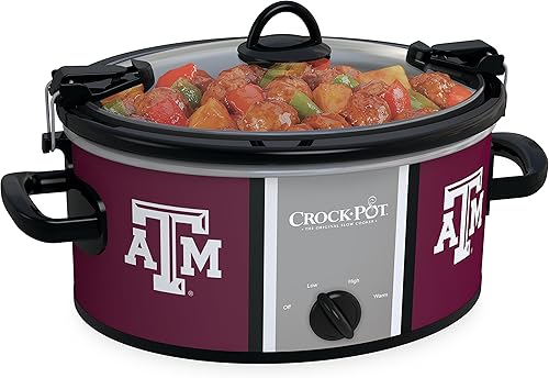 Crock-Pot Louisiana State Tigers Collegiate, olla de cocción lenta portátil con capacidad de 6 cuartos de galón, Oklahoma Sooners, BlancoNegro
