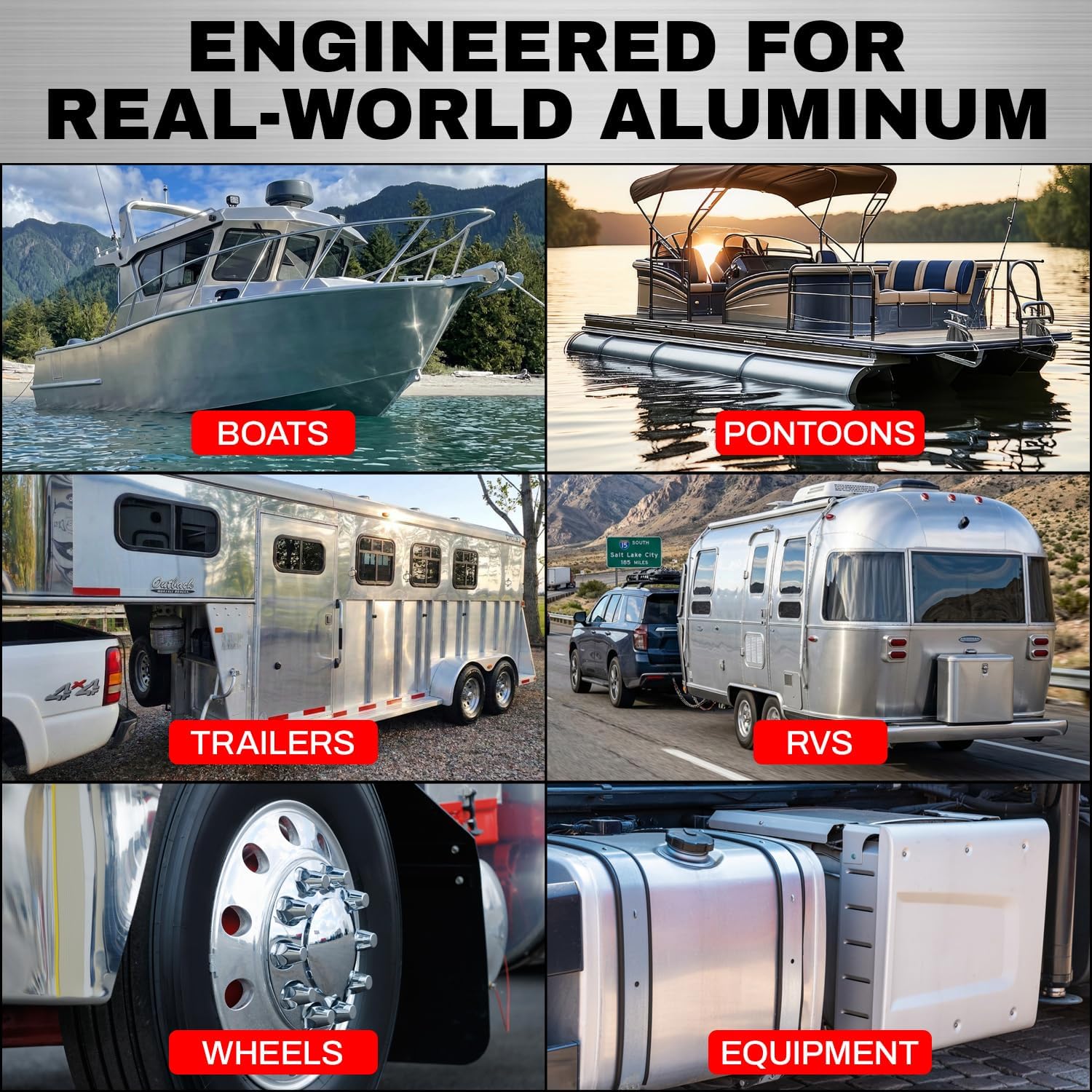 Concentrated Aluminum Brightener & Cleaner – Makes 15 Gallons – Removes Oxidation, Dirt, & Grime – Spray On Aluminum Cleaner for Boat Hulls, Pontoons, Trailers, Wheels, & RVs – Made in USA - 1 Gallon