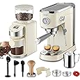 Gevi 20 Bar Espresso Coffee Machine with Burr Grinder Set | 35 Precise Grind Settings | Milk Frother for Latte Cappuccino | Professional Home Barista Kit | Gift for Coffee Lovers