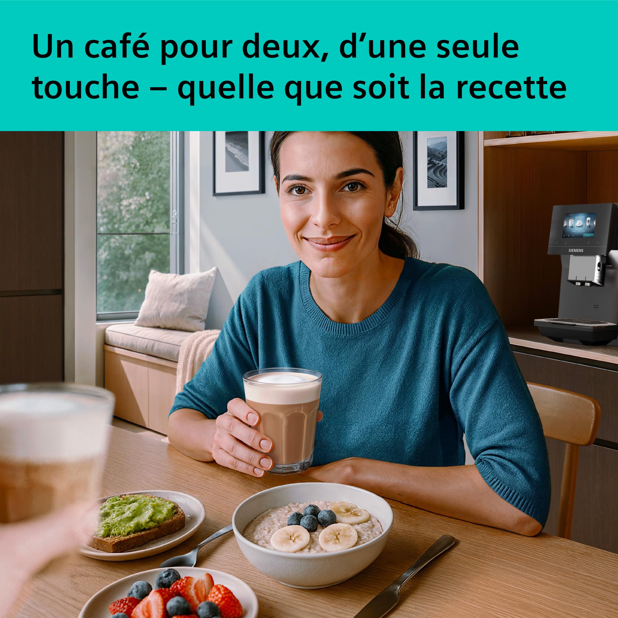 SIEMENS Machine à café entièrement automatique, EQ700 iAroma, écran tactile, Cold Brew et Slow Brew, application Home Appliances, morning haze, TP725E01