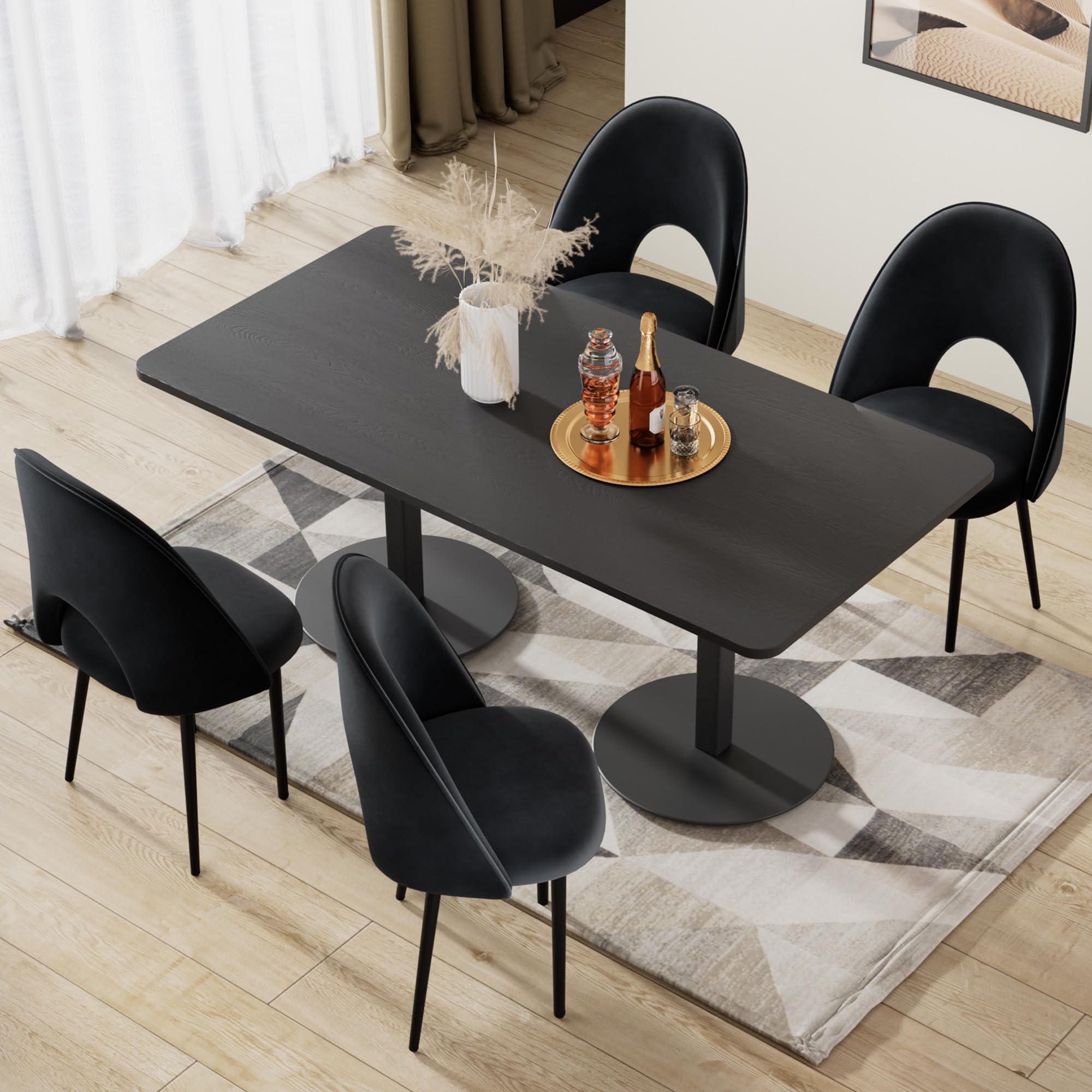 Juego De 4 Sillas De Comedor Tilde De Terciopelo Color Crema. | Leroy