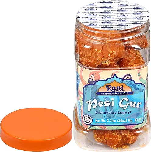 Miniatura 143 de Rani Masala Gur (Jaggery) Azúcar de caña sin refinar indio sin refinar, 17.5 oz (1.1 libras) tarro de PET de 17.64 oz ~ Apto para gluten Vegano