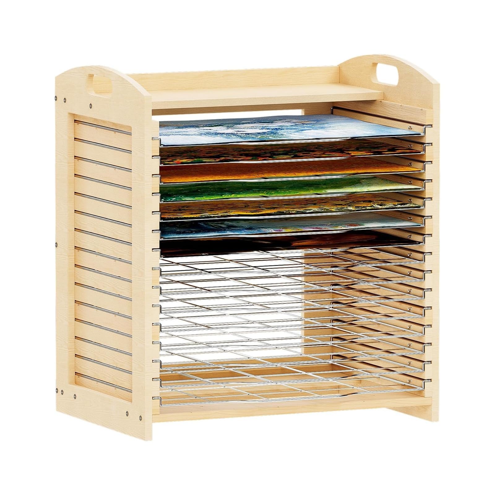 Chevalet de bureau en bois et support mural à 15 étagères