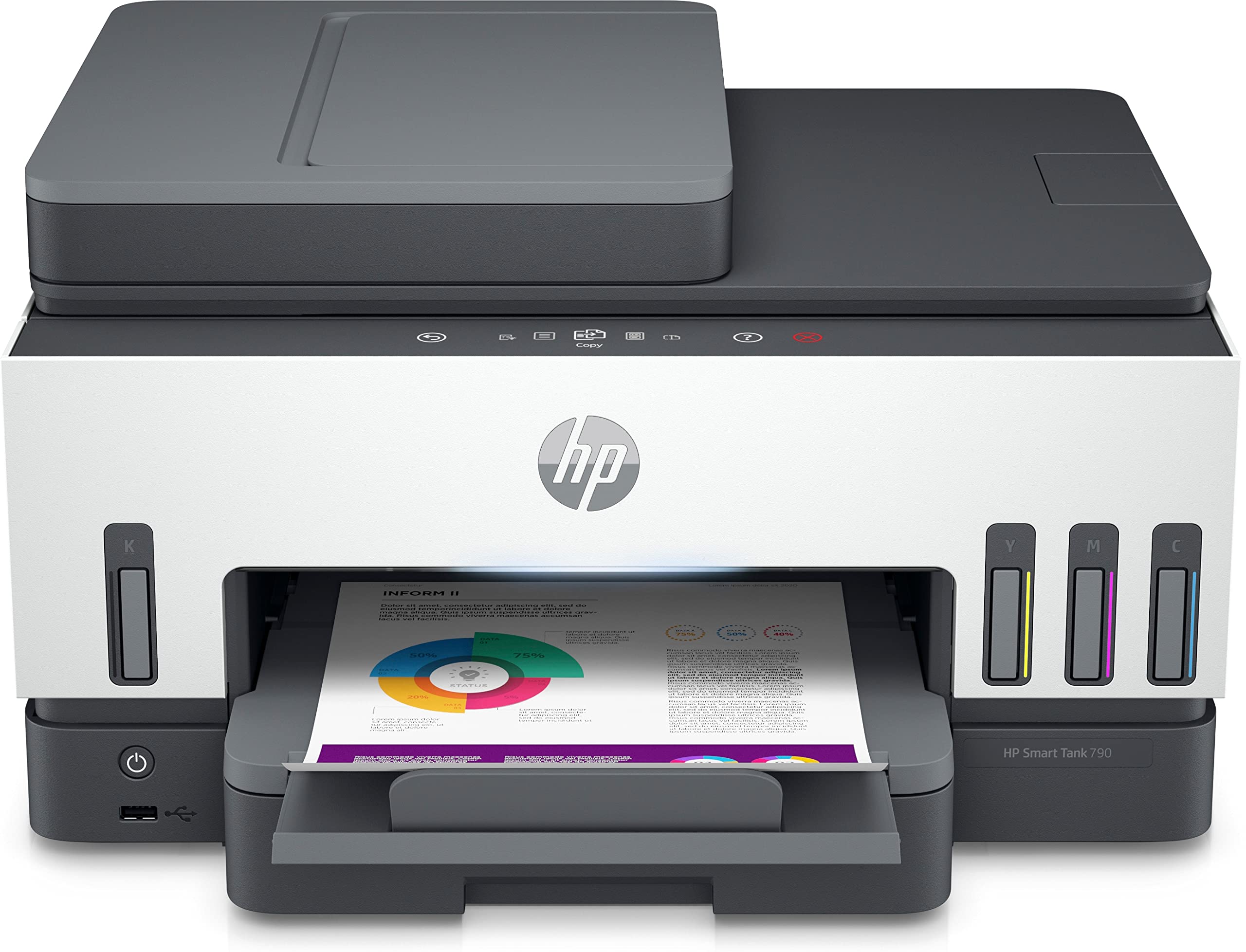 HP Smart Tank Urządzenie wielofunkcyjne 790, Drukowanie, kopiowanie, skanowanie, faksowanie, automatyczny podajnik dokumentów i sieć bezprzewodowa, Automatyczny podajnik dokumentów na 35 arkuszy