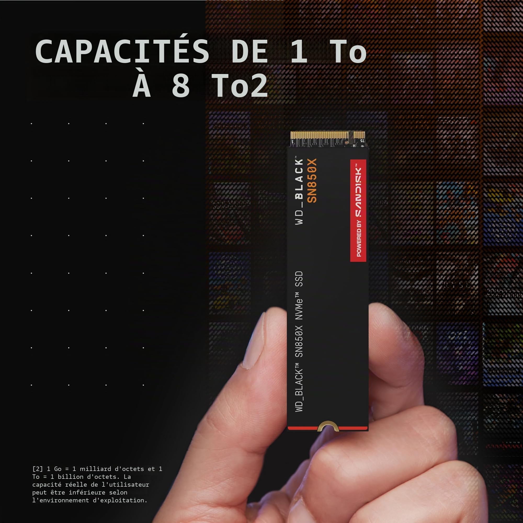 WD_BLACK SN850X 1To M.2 2280 PCIe Gen4 NVMe SSD pour le gaming jusqu'à 7300 Mo/s