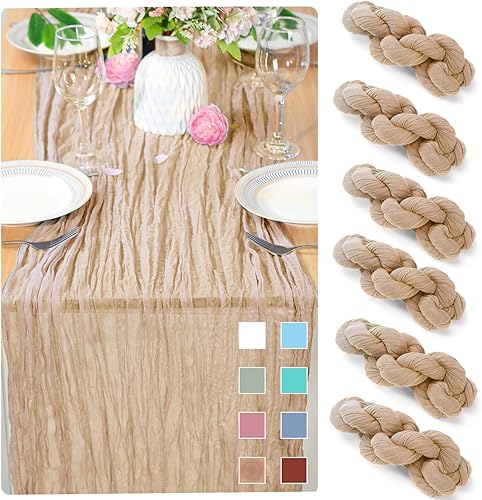 Paquete de 6 caminos de mesa de estopa, mantel de boda de 10 pies, romántico, bohemio, transparente, de 35 x 120 pulgadas, vintage, para despedida disponible en Yaxa Colombia