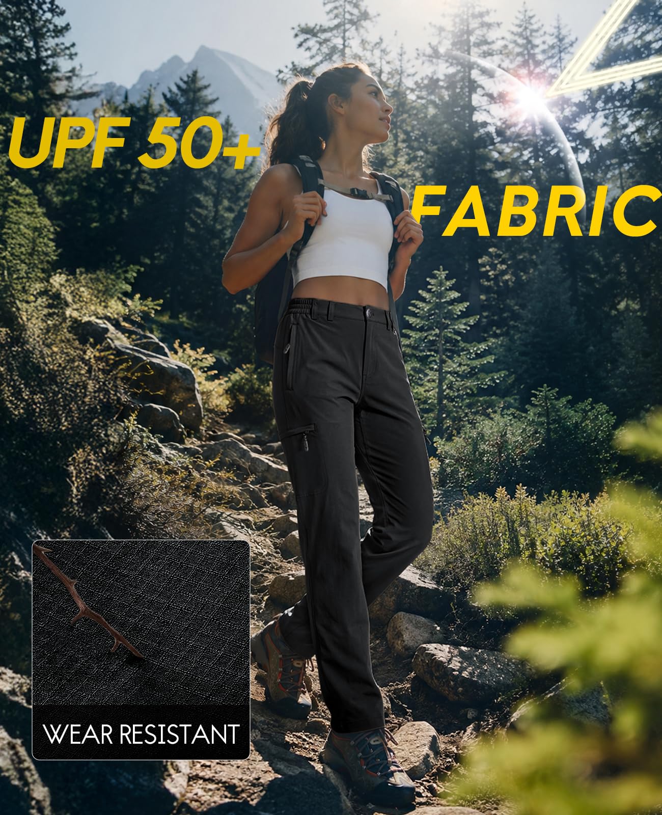 Haimont Damen Wanderhose Leichter Schnelltrocken Cargohose mit 6 Taschen Wasserabweisend