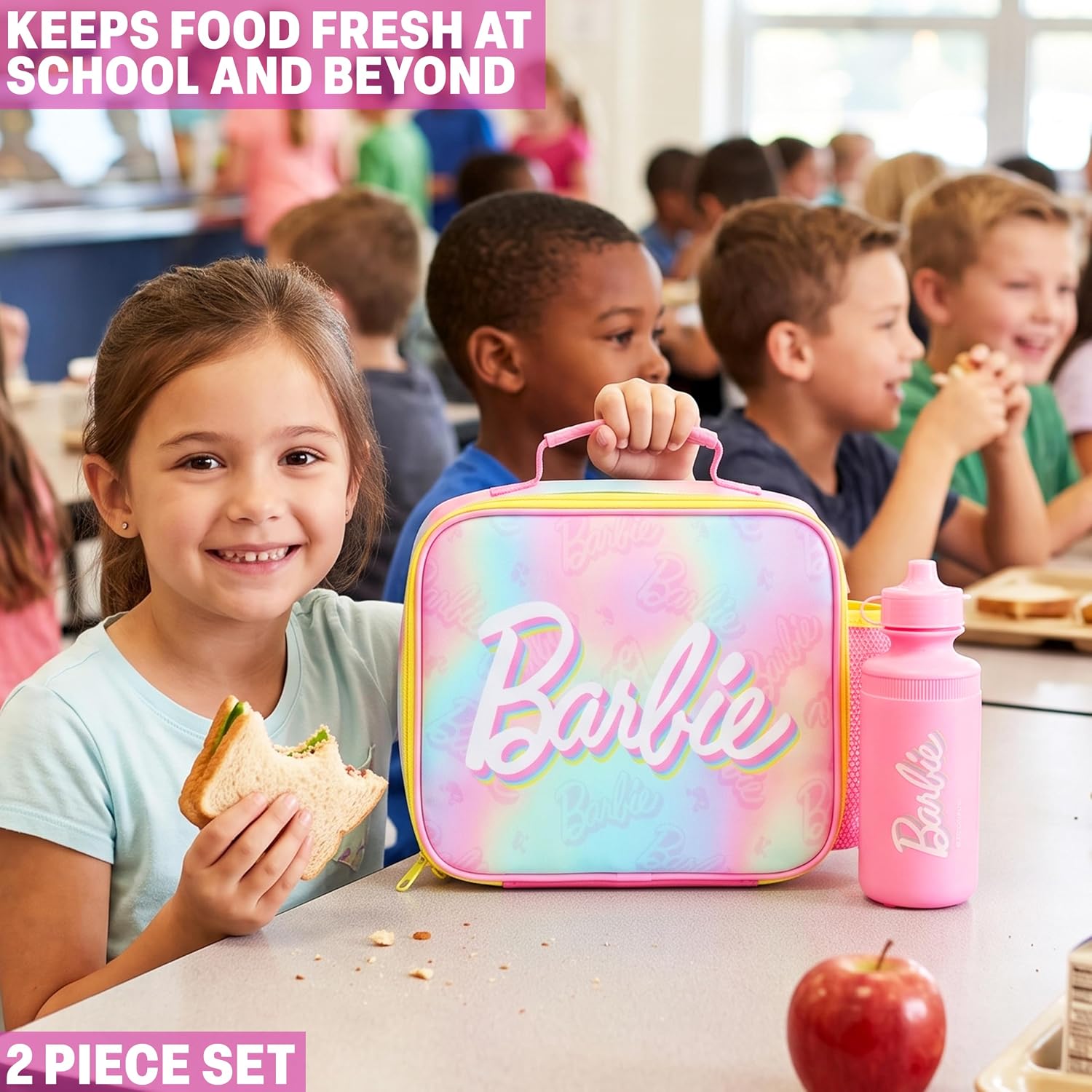 Get Trend Barbie Girls Insulated Lunch Bag and Water Bottle Set for School