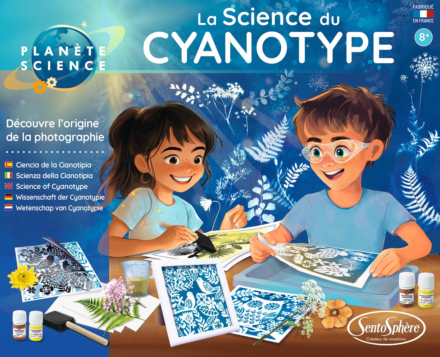 Sentosphère Planet Science – Die Wissenschaft des Cyanotyps – Lernen Sie die Kunst der Monochromen Fotografie mit Spaß – für Kinder ab 8 Jahren – hergestellt in Frankreich – 28330