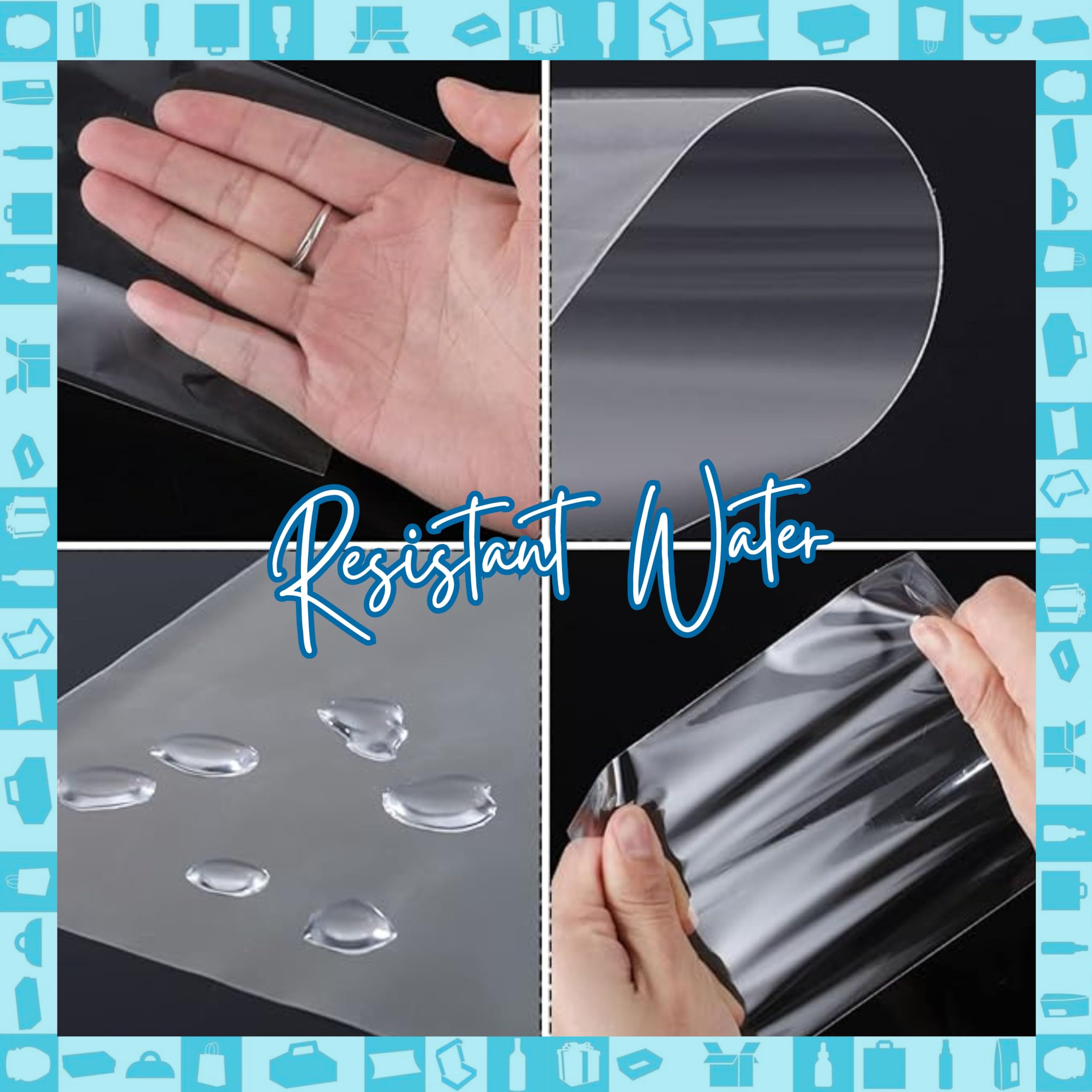 Paquete de 50 bolsas de celofán transparente con base de cartón 1500 g (11 x 32 cm) - Dulces, galletas, chocolate, frutas secas y regalos artesanales - perfectas para cumpleaños, boda, Navidad