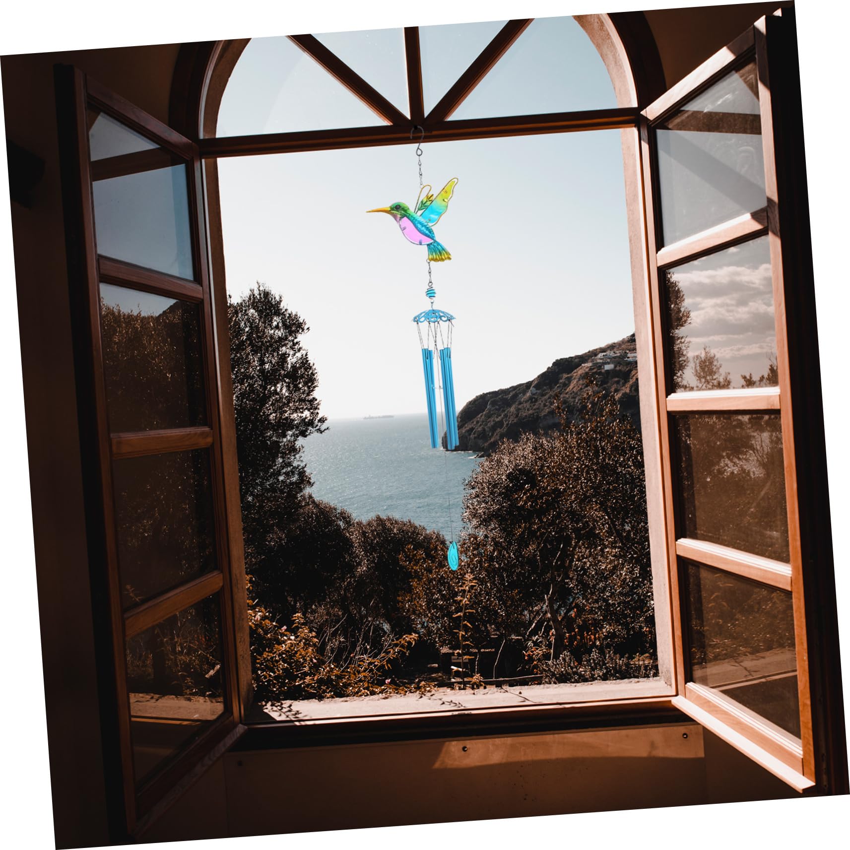 Milisten 5stücke Hängende Windglocke Mit Hummingbird Design Buntglas Garten Deko Für Balkon Und Terrasse Klarer Perfektes Für Gartenliebhaber Und Frauen
