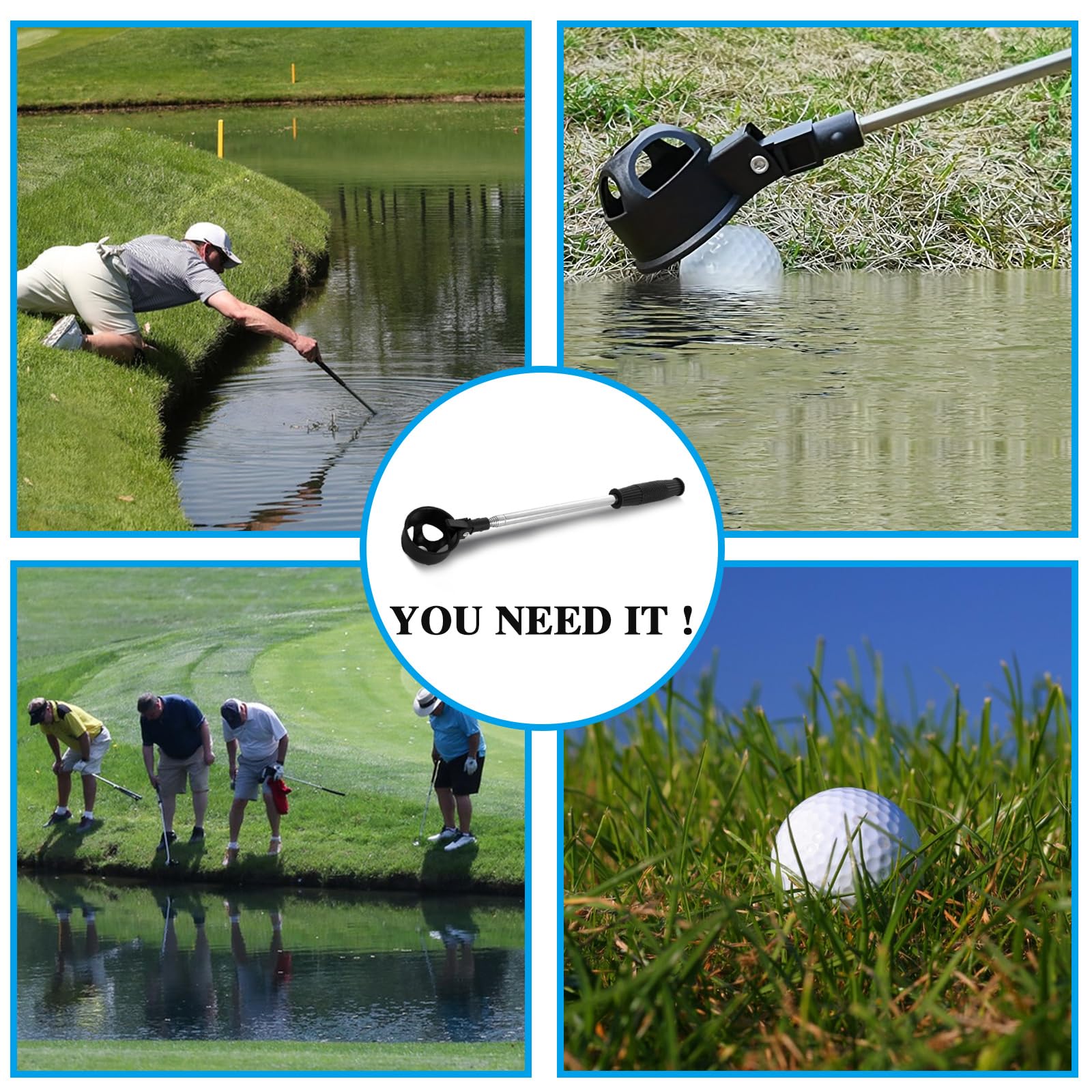 ASelected Recuperador de Pelotas de Golf Telescópico de Acero Inoxidable 6.5 pies