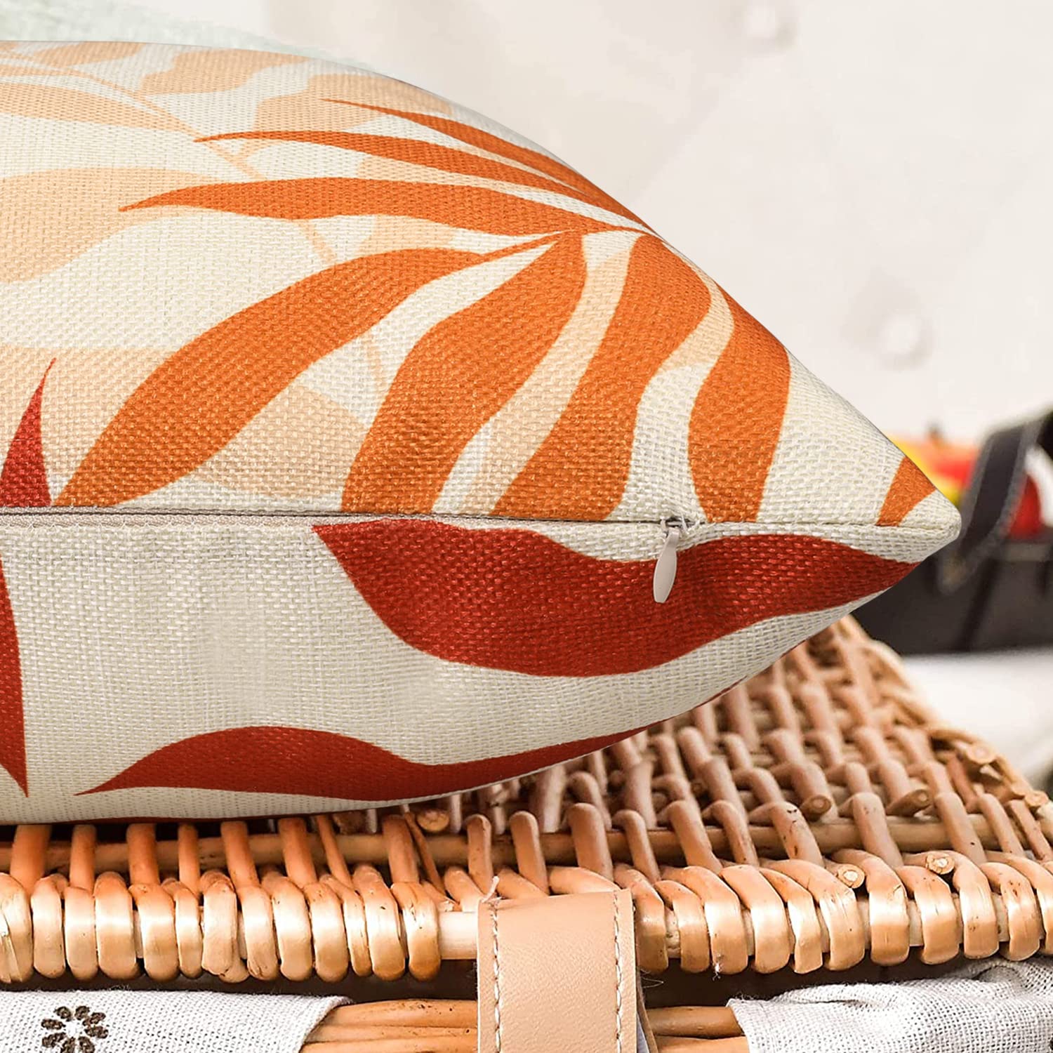 JOJOGOGO Outdoor Kissenbezüge 2er Set – Wasserdichte Bezüge 45x45 Cm, Orange Gestreift, Für Terrassenmöbel & Balkon