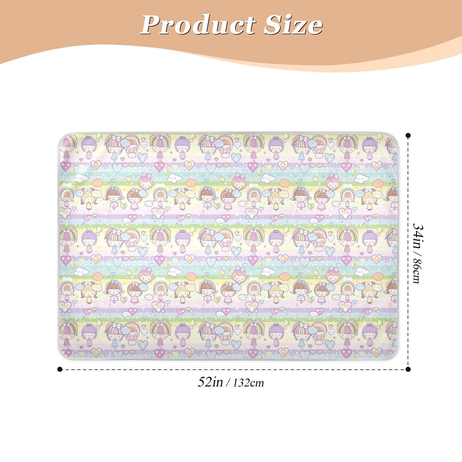 Dolls Cartoon Toddler Soft Absorbent Toddler Bed Pee Pads Machine Washable Toddler Bedding Products for Baby Boys Girls , 52