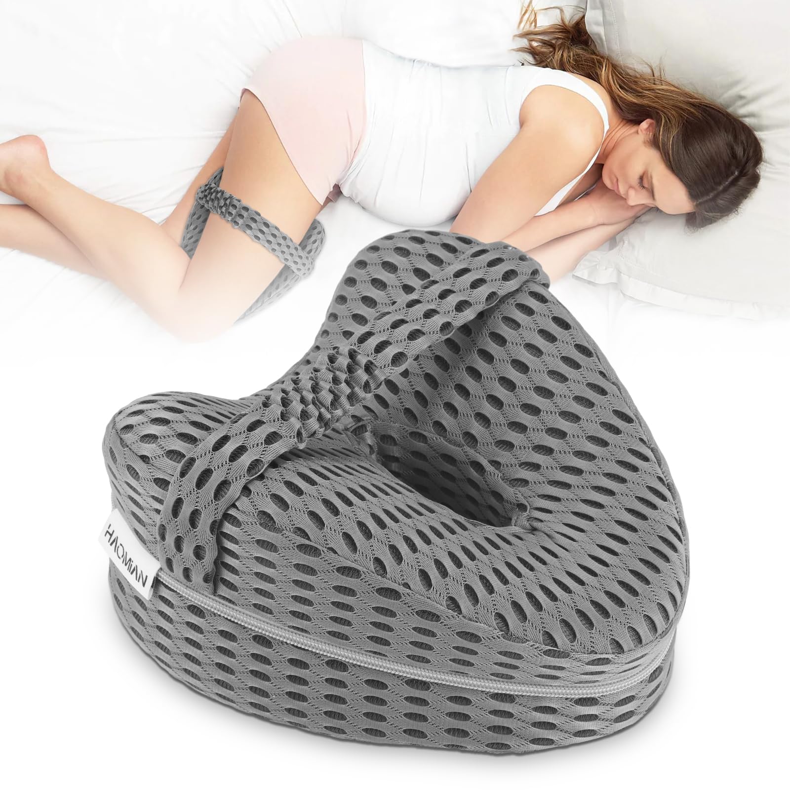 Almohada para Dormir de Lado, Almohada Piernas Dormir, Cojin Piernas Dormir, Almohada de Espuma Viscoelástica, Alivio del Dolor de Cadera, Espalda y Ciática
