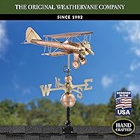 Vista 2 de Good Directions Veleta biplano, cobre puro, veletas de avión, decoración de aviación