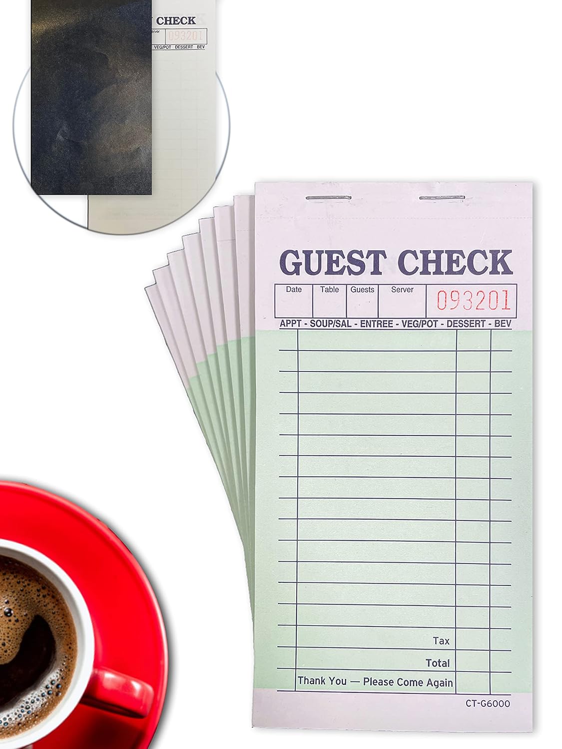Buy WeiLife. [10 Books] 2 Part Guest Check Pads Green & White with Carbon Paper Guest Check Pad