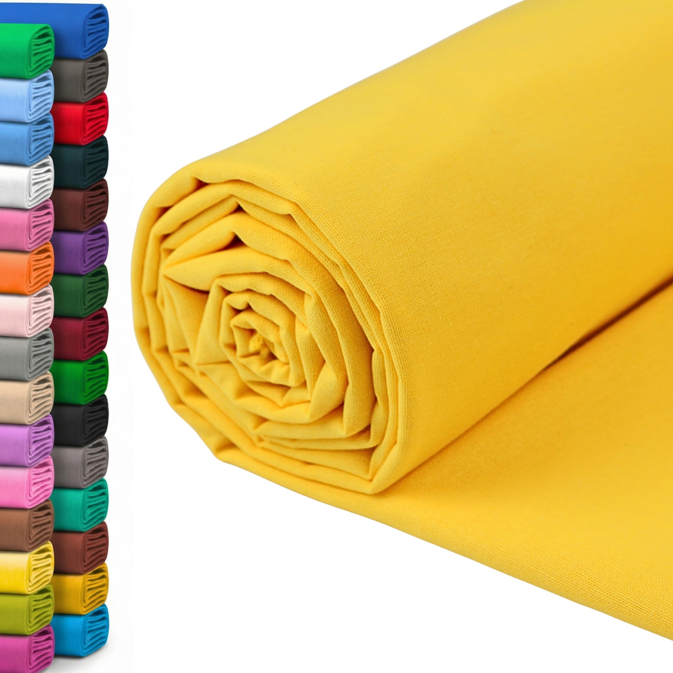 A-Express 100% Cotton Fabric - 60 Inch 150cm Wide - Plain Cotton Fabric by The Metre - Ideal for Quilting, Sewing, Dressmaking, Curtain Linings, Totes, Bedding, Pillowcases - Yellow 0.5 Metre