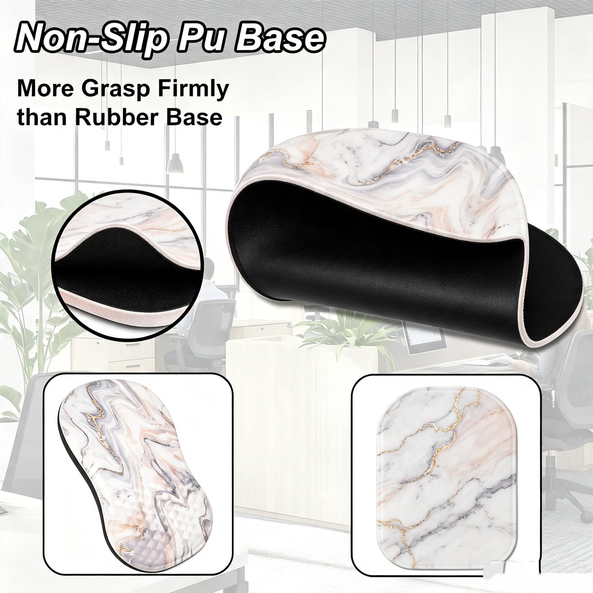 Alfombrilla ergonómica para mouse y reposamuñecas para teclado, túnel carpiano para computadora con juego de posavasos, alfombrilla de mouse de espuma viscoelástica con base de poliuretano