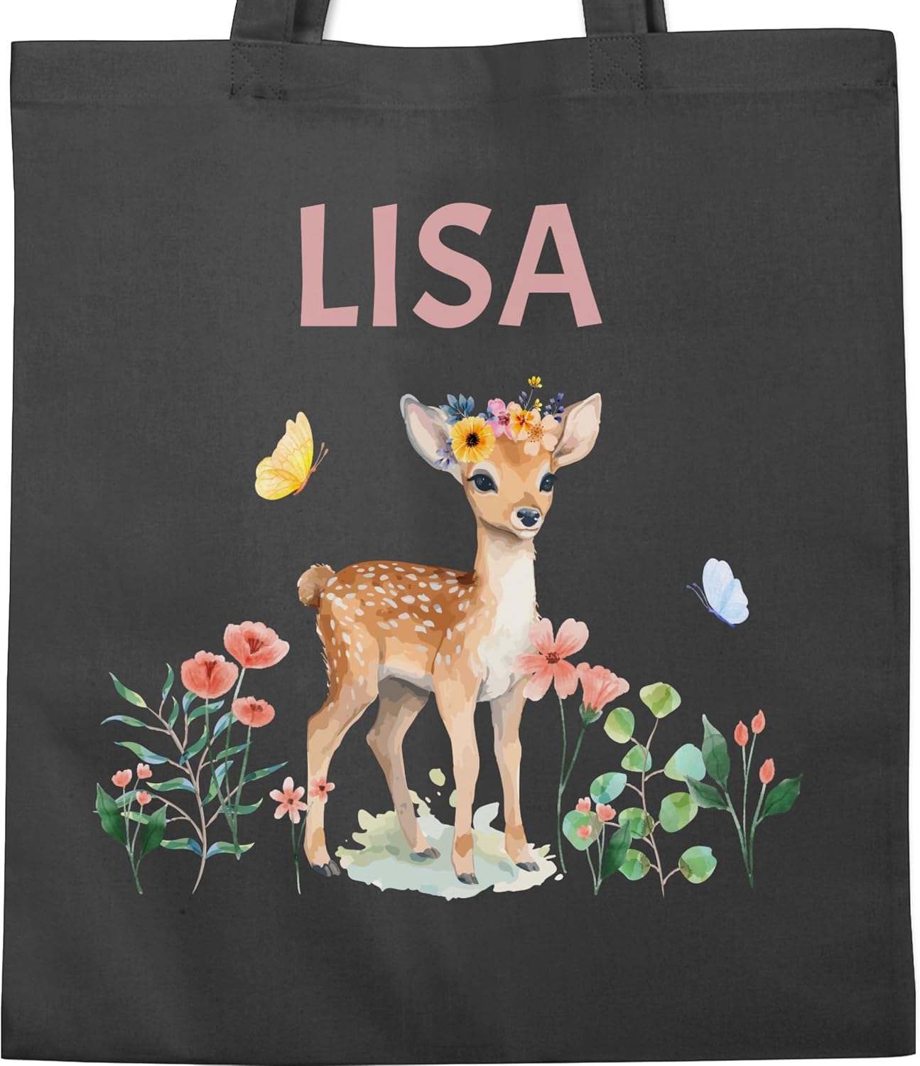 Personalisiertes Geschenk Von Shirtracer – Baumwolltasche Mit Süßen Waldtieren & Namen (Reh, Fuchs, Hase)