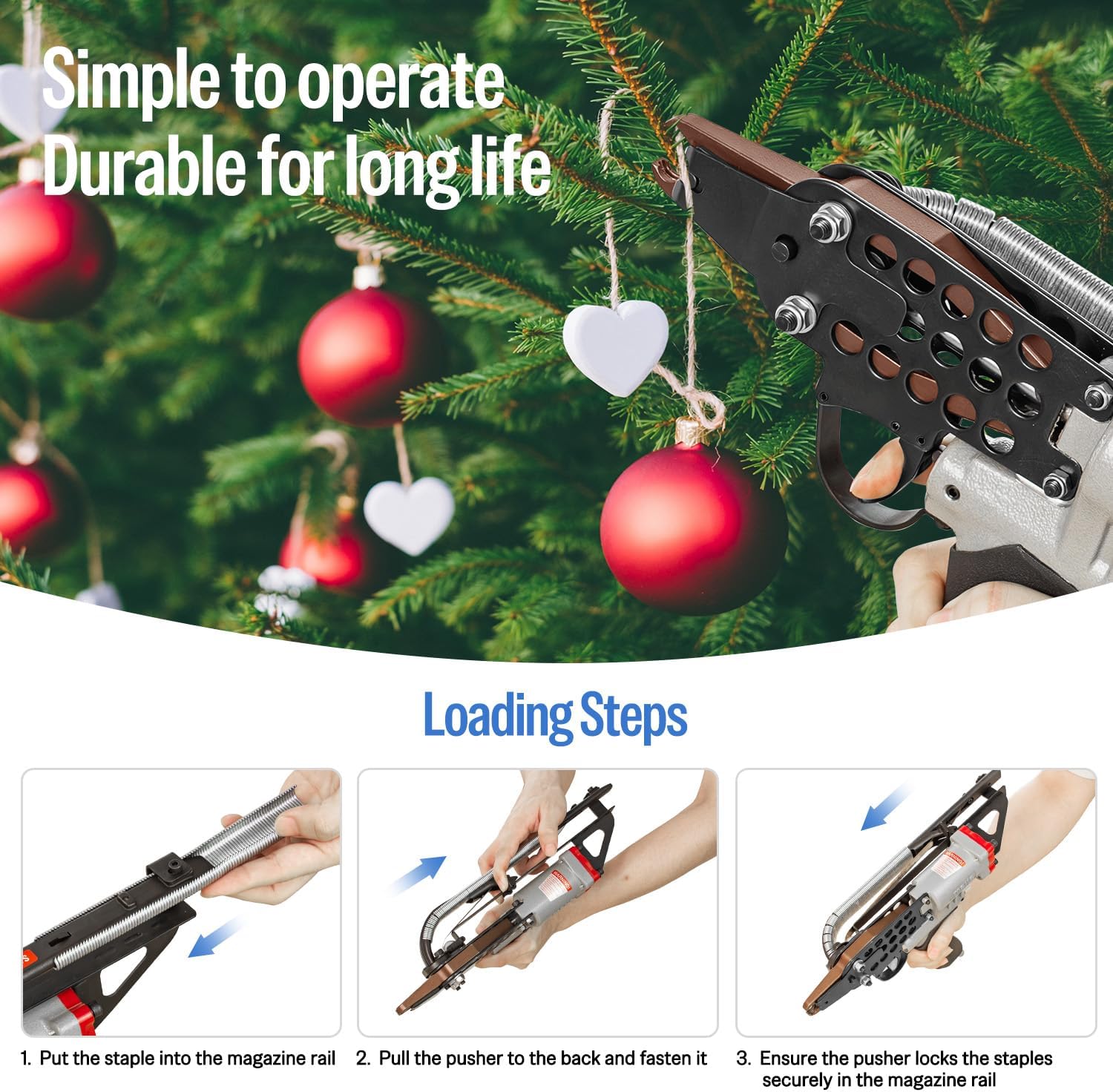 meite SC7E-I2 Pneumatic Hog Ring Gun with 2000PCS 15GA Hog Rings, 15 Gauge 3/4" Crown Extended Nose Hog Ring Pliers, 8.8 mm Closure, Upgrade Trigger Air C Ringer for Mattress Assembly