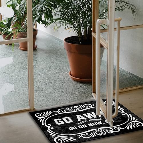Miniatura 4 de Go Away Go on Now Git - Felpudo personalizado divertido tapete de bienvenida antideslizante para interiores de 18 x 30 pulgadas