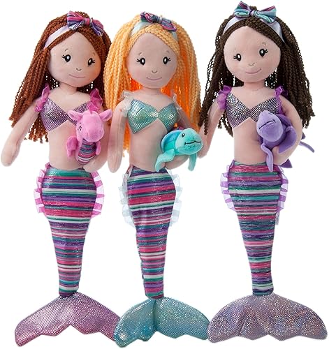 Miniatura 3 de The Petting Zoo Muñeca de sirena con tortuga marina de peluche, gran regalo para niñas, muñeca de peluche de sirena con juguete de peluche de