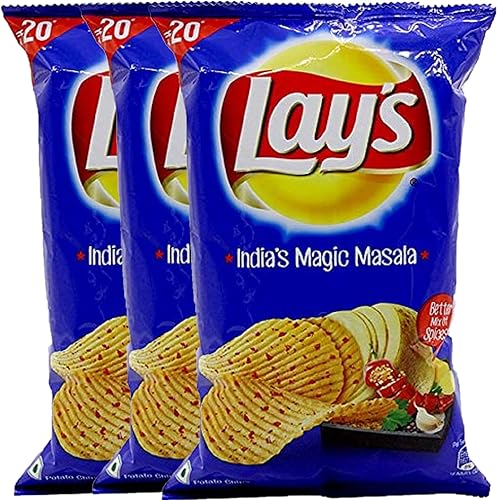Lay's Papas fritas, sabor mágico Masala de la India, papas fritas crujientes y aperitivos, paquete de 3