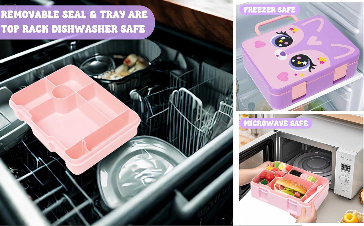 Bento Box for Kids with Ice Pack Lunch Box Girls with Lunch Bag,Stainless Steel Water Bottle Set Utensils Set Food Container for School Girls Kids