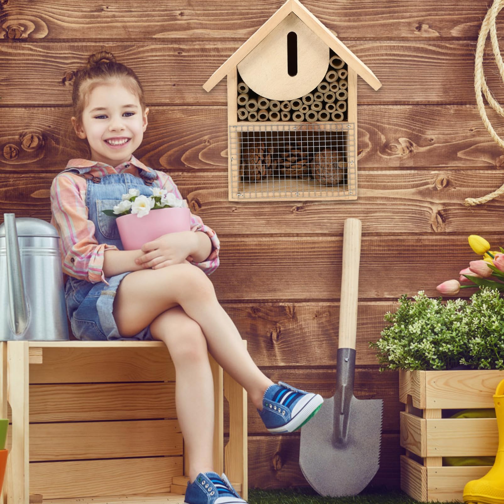 Toddmomy Casa Per Legno Sospesa Rifugio Per Insetti Da Giardino Con Design Decorativo Accessorio Per Allevamento Di Solitarie e Miglioramento Ecosistema Garden