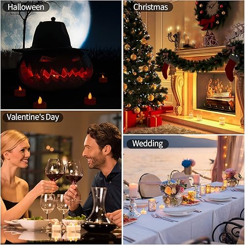 Miniatura 6 de KOABY Paquete de 122450100200 velas de té sin llama amarillo cálidoblanco cálido duran 150 horas  luces de té a pilas para decoración