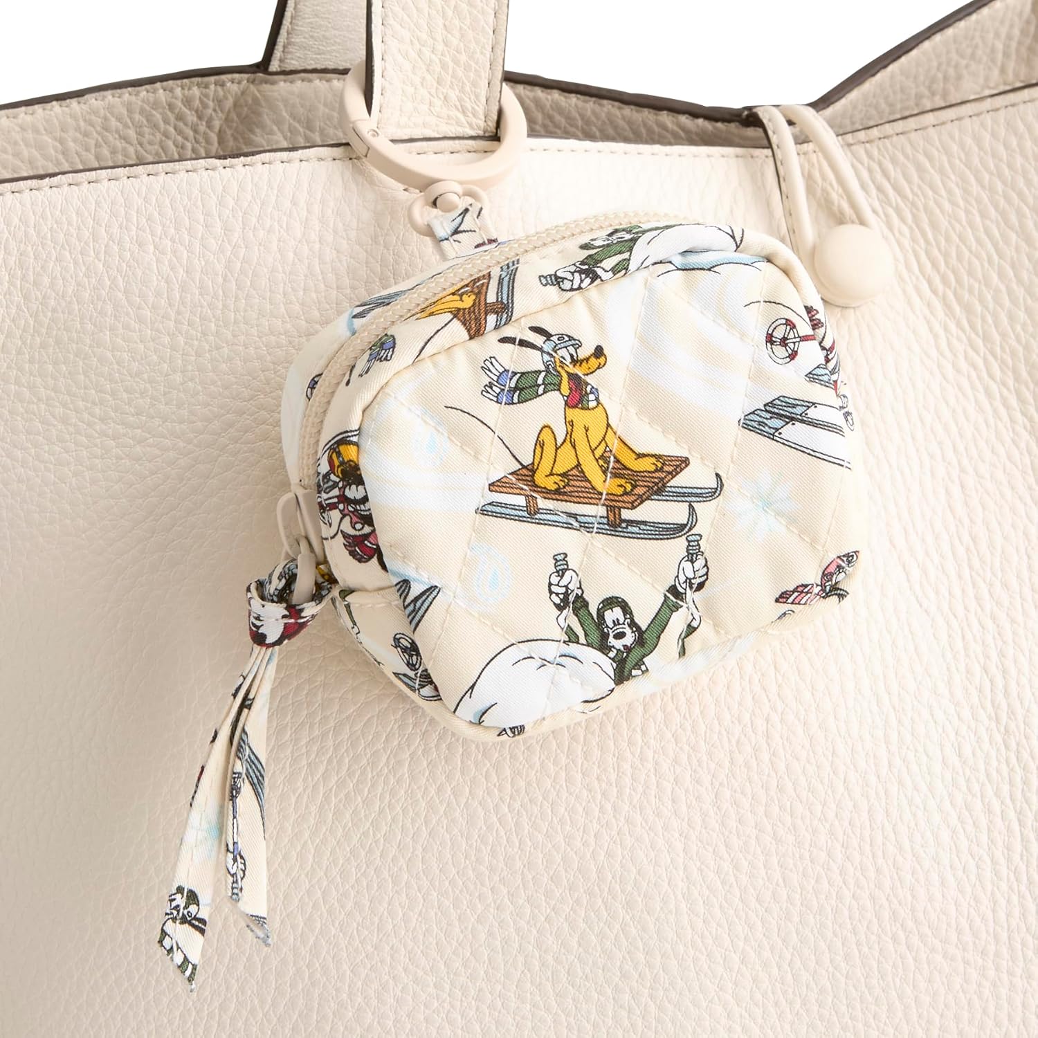 Vera Bradley Women's Disney Premium Cotton Zip Bag Charm, Downhill Skiing Mickey and Friends, One Size