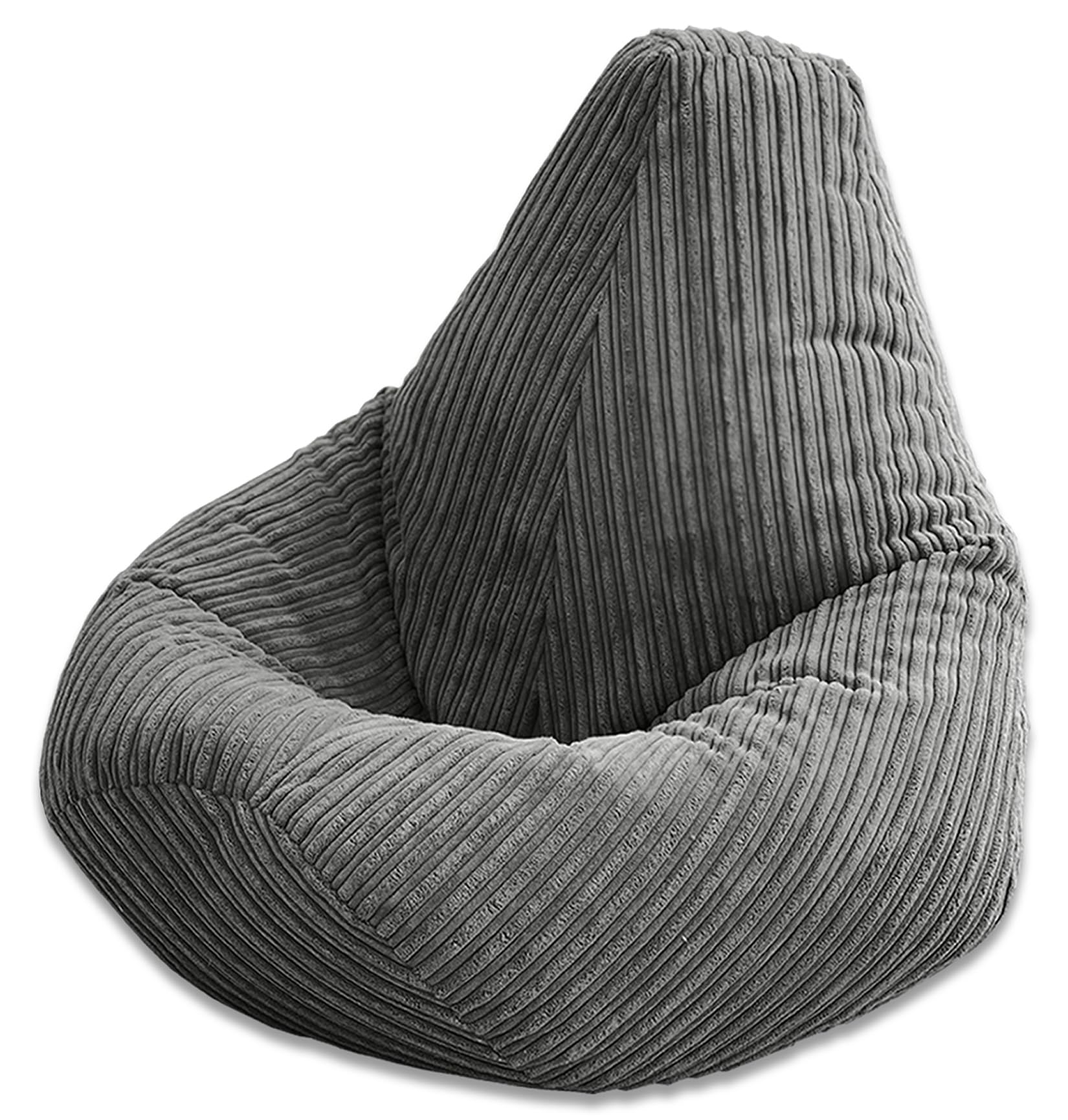 Beautiful Beanbags - XL Jumbo Cord Highback Bean Bag Chair - Grey