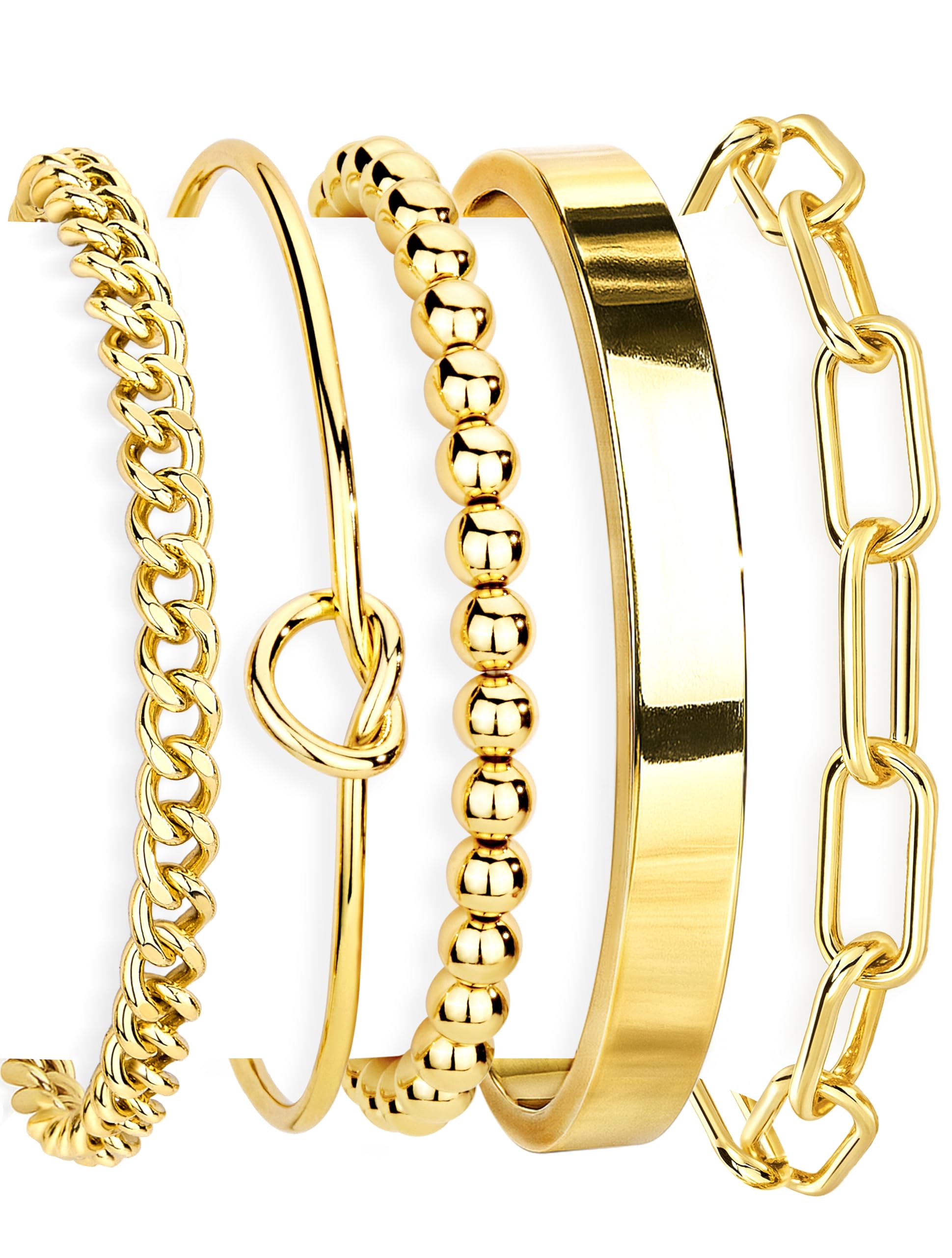 Gokeey Gold Cuff and Chain Set
