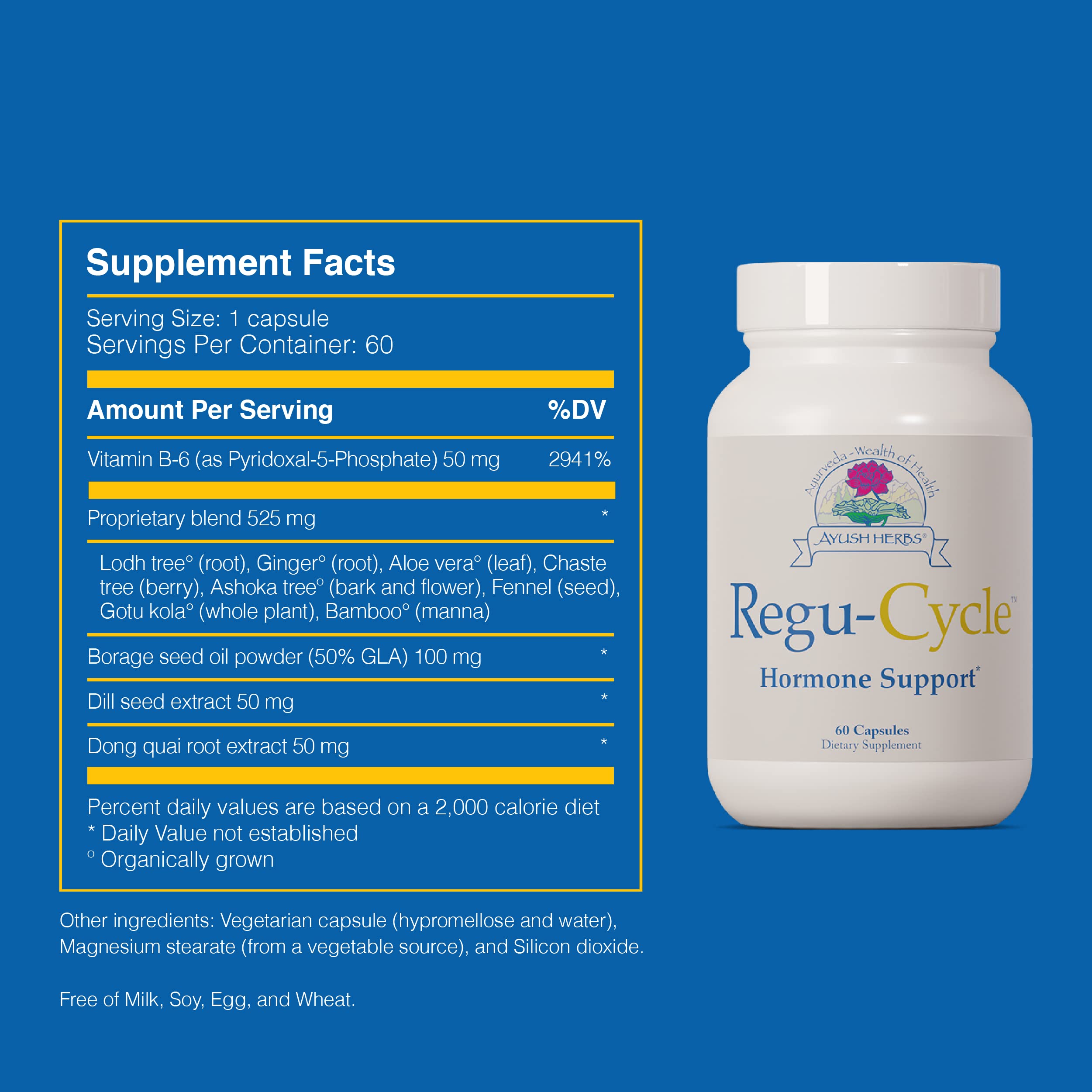 Amazon.com: Ayush Herbs Regu-Cycle, All-Natural Certified Organic Ayurvedic  Herbal Supplement for Female Reproductive Health, Hormonal Support, Healthy  Urinary Tract, Mood & Cognitive Support, Doctor Formulated & Recommended,  60 Vegetarian Capsules ...