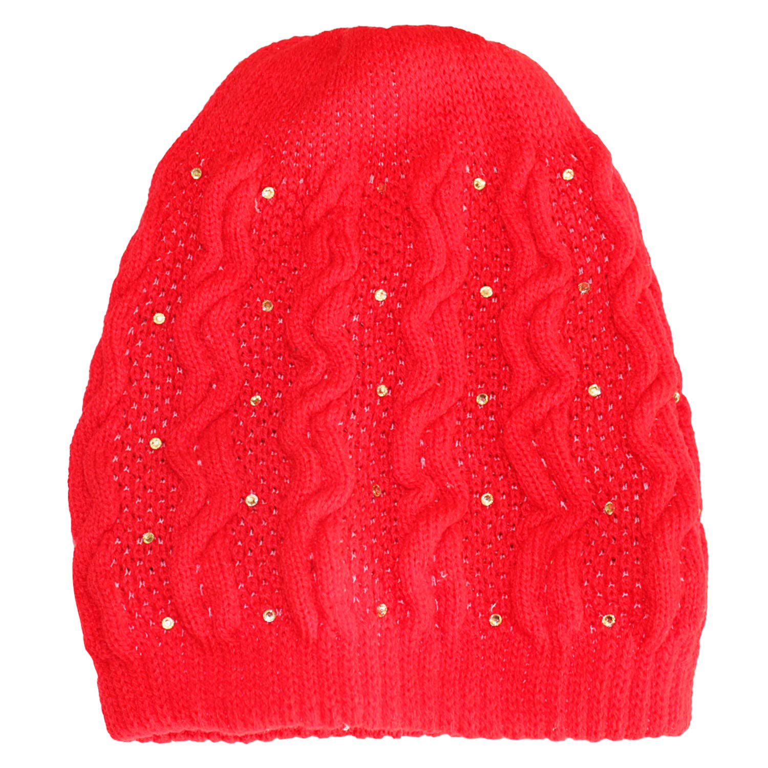 HAUTEMODA Solid Woollen Winter Cap (Red)