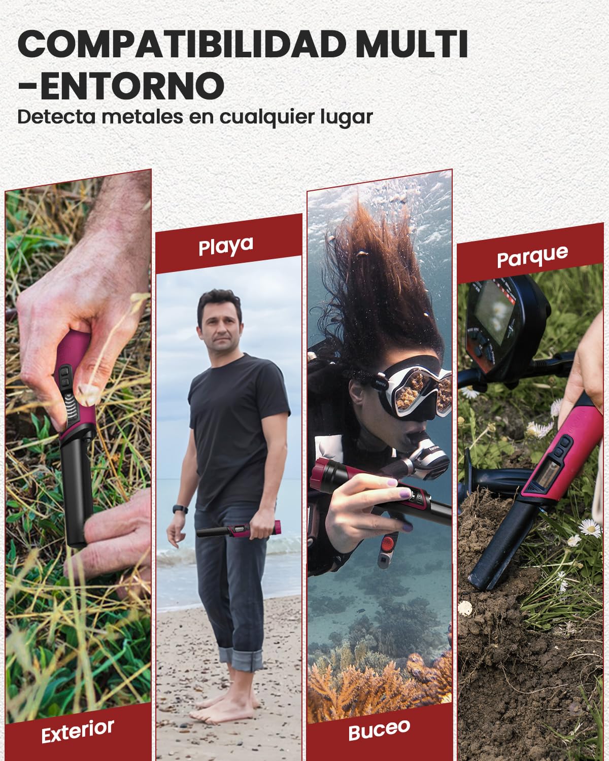 DR.ÖTEK Pinpointer Detector de Metales de Mano, IP68 Totalmente Impermeable Pinpointer de Mano con Pantalla LCD Novedosa Función de Cancelación de Interferencias, Alta Sensibilidad, 3 Modos de Alerta