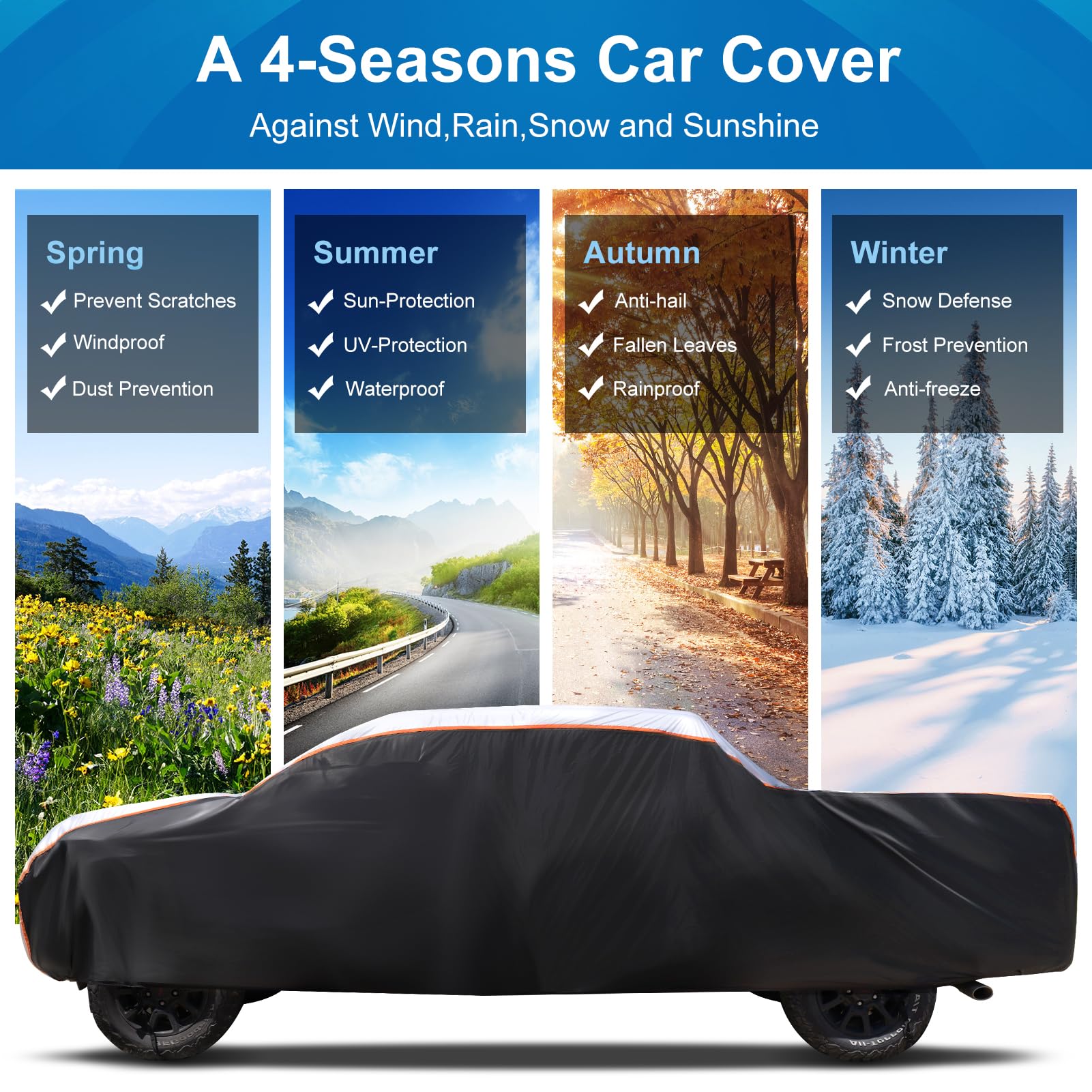 10 Layers Truck Car Cover Waterproof All Weather Rain Snowproof UV Protection Windproof Outdoor Pickup Cover Full Car — view 6