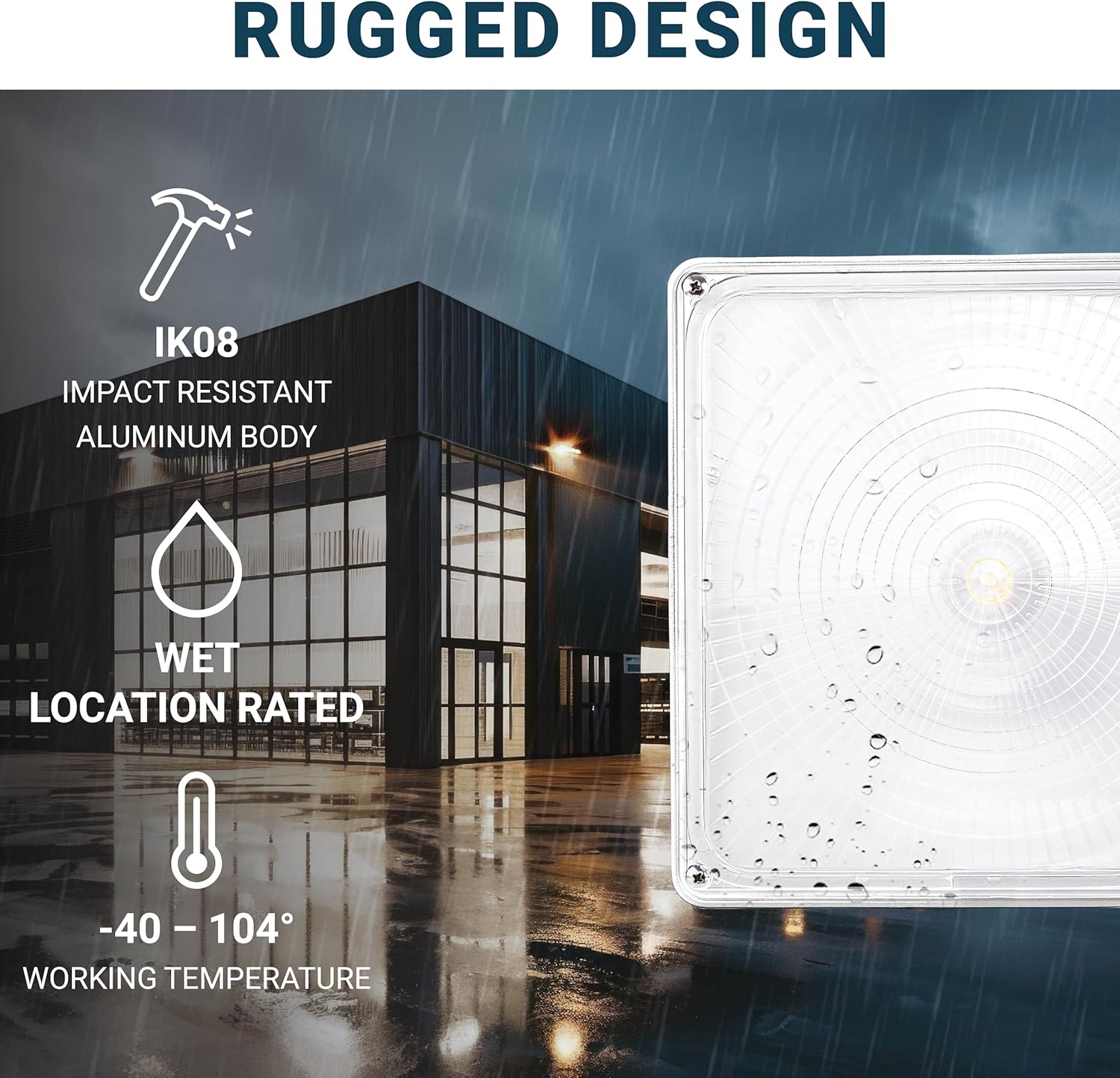 PARMIDA (4 Pack) LED Canopy Light, 45W, 0-10V Dimmable,110-277VAC, IP65 Waterproof, ETL-Listed, 5000K (Day Light), 9.6" x 9.6" Street, Area & Outdoor Lighting, White